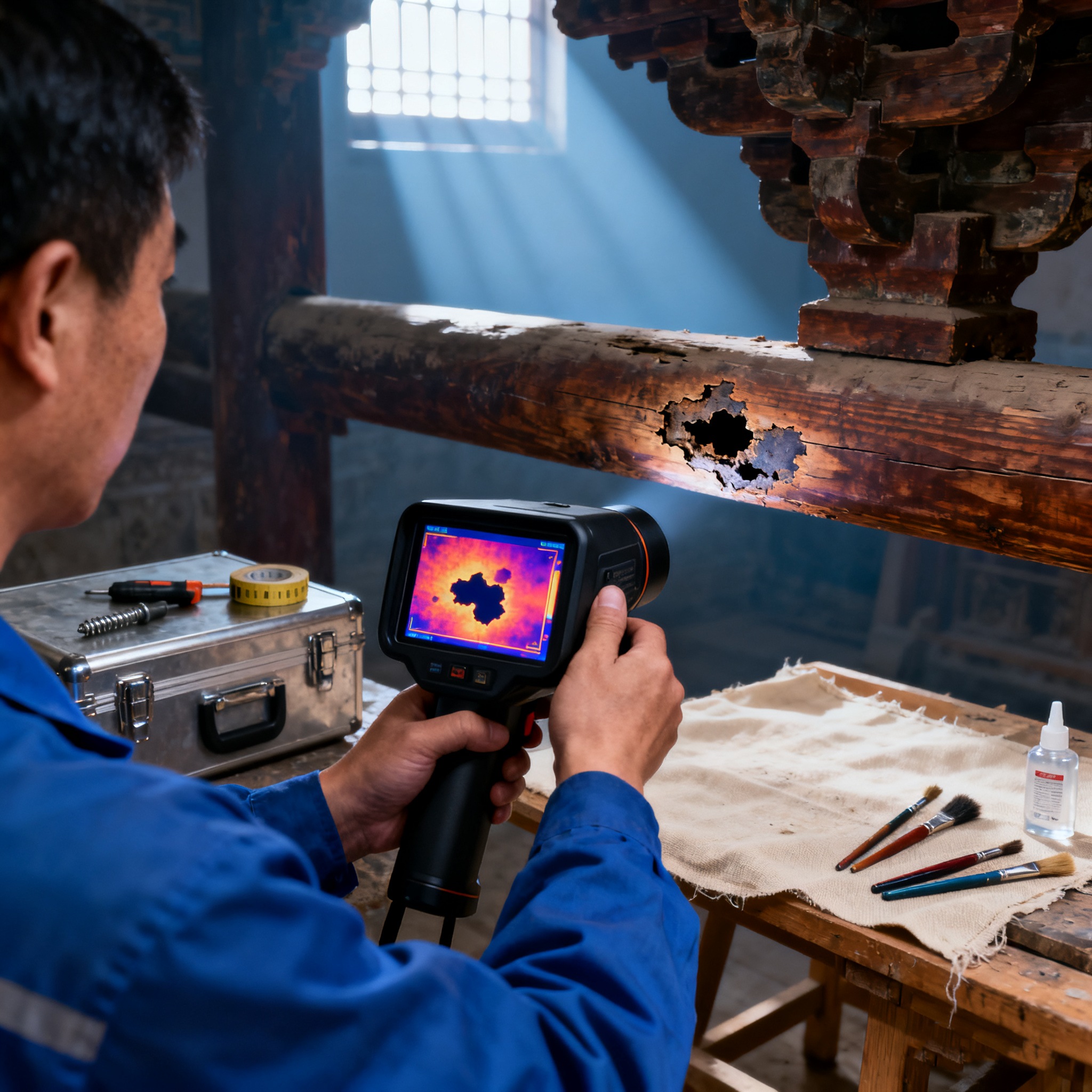 热像仪检测古物